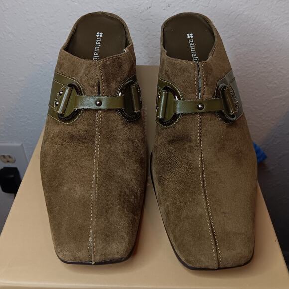 Naturalizer Womens Suede Leather Mule 10M Olive Green Bantam Heeled - Picture 4 of 10